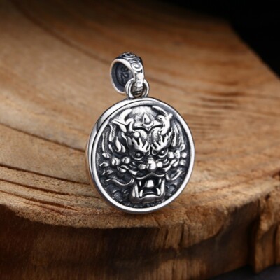 L07 Pendant Dragon Head Fabulous Being Vine Ornament Sterling Silver 925