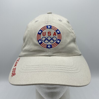 Olympics 2008 Team USA Hat Adult Strapback Khaki Baseball Dad Cap Beijing