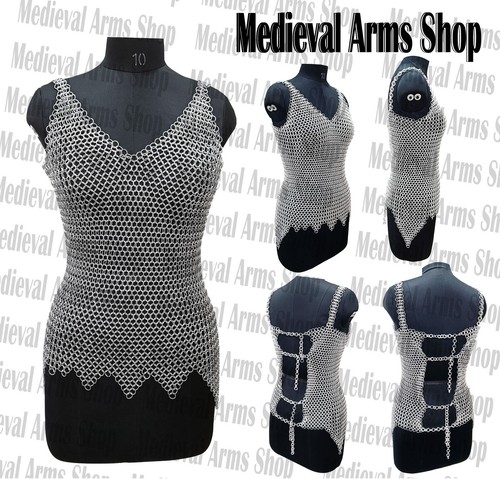 Top de cota de malla 10 mm anillo a tope de aluminio diseño en zig-zag disfraz de fantasía para niña - Imagen 2 de 2