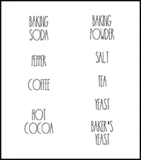 Custom Vinyl Decal for Kitchen / Food Storage Labels, Rae Dunn Inspired, SMALL