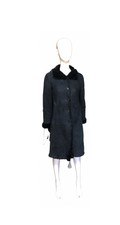 Stunning Women’s Burberry Navy Blue Sheepskin Long Buttoned Coat Size Uk 10