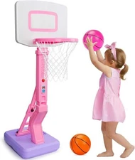 Toddler Pink Basketball Hoop Indoor Outdoor Backyard Poolside Basketball Hoop fo