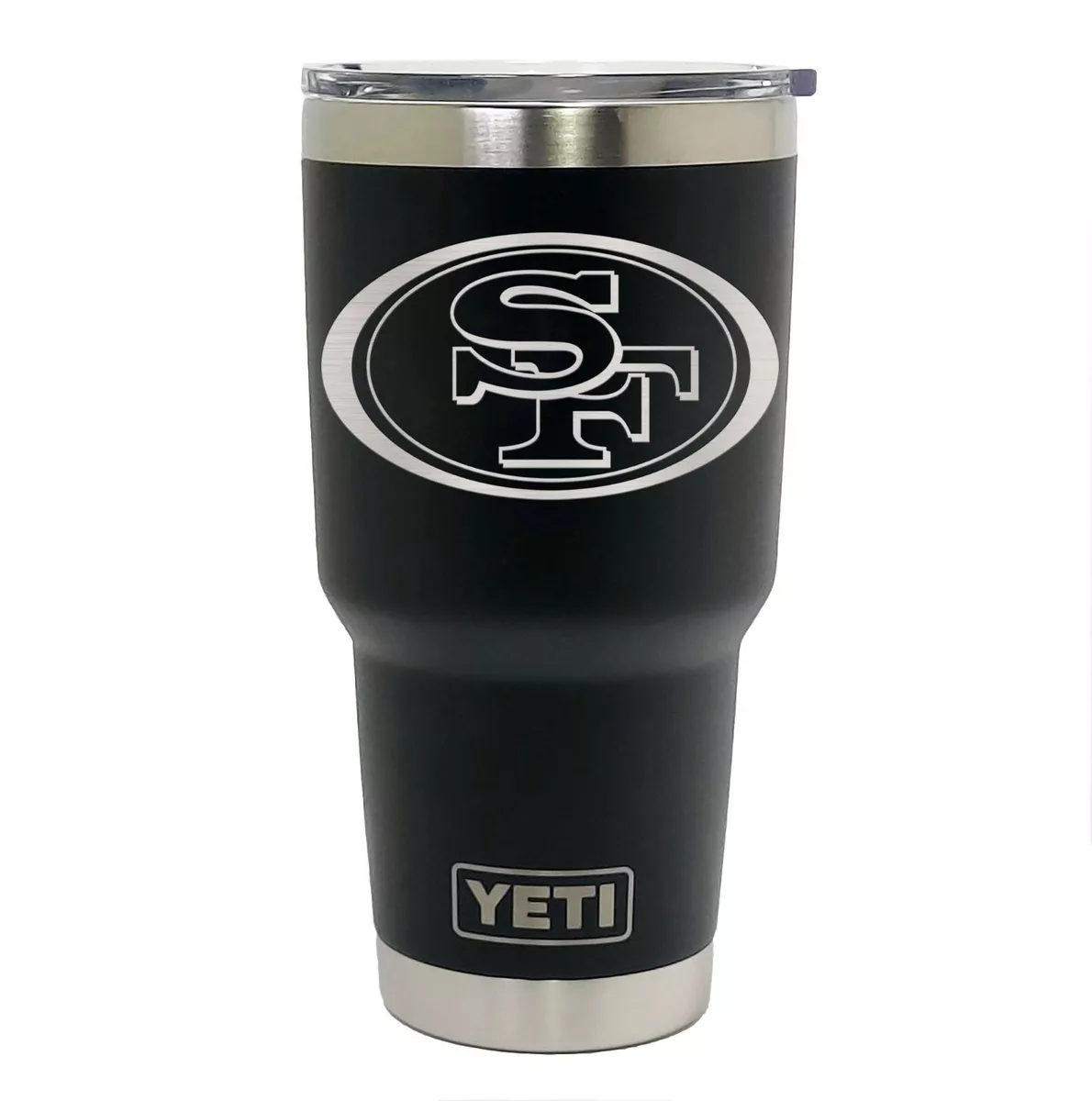 San Francisco 49ers YETI Laser Engraved Colster 20 or 30 oz. Black Tumbler