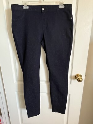 Hue Dark Blue Sparkle Pants Pull On L Holidays