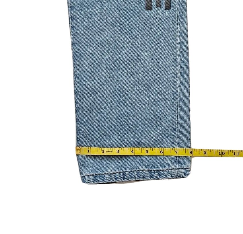 Menace 34 Los Angeles Blue Denim Jeans (Mens Size 36x30) Patch Pocket Spell Out