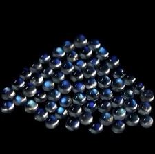 4 MM 11 Carat Natural White Rainbow Moonstone Round Shape 32 Pcs Lot Cabochon
