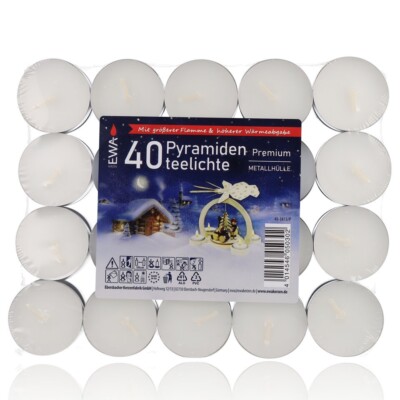 40 Premium Teelichter Pyramidenteelichter Pyramide Erzgebirge Pyramiden Teelicht