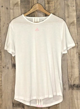 ADIDAS Primegreen Women's White w/Pink Short Sleeve Aeroready T Shirt SZ Large