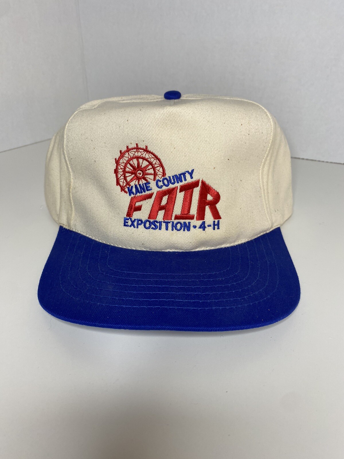 Vintage Red, White & Blue Kane County Fair Hat Cap NO… Gem