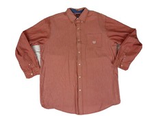 Chaps Shirt Peach White Striped Long Sleeve Button Down Casual Dress Mens Sz XLT