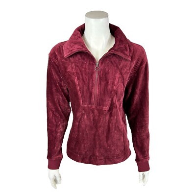 Encore by Idina Menzel Women's Half-Zip Corded Velour Mock Neck Top 1X Plus Size