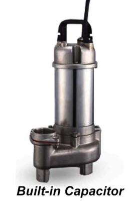 Submersible SEWAGE TRASH Pump - 2'' Out - 127 GPM - 115 V - 1 Ph - 1 HP - Stn Stl