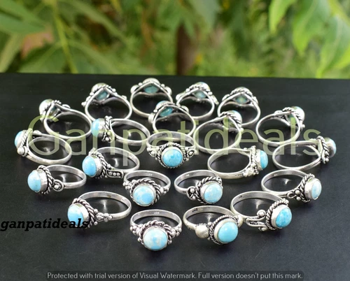 Larimar Gemstone Ring Wholesale Lot 925 Sterling Silver Plated Rings Lots