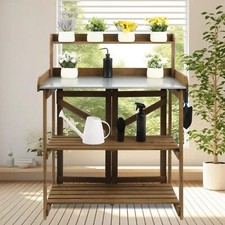 PetsCosset Folding Garden Potting Bench Table Outdoor Wooden Work Station