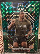 2023 Panini Mosaic Football Green Mosaic Prizm Rookie Colby Wooden RC PACKERS