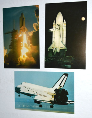 3 x US SPACE PROGRAM Postcards 'Shuttle Launch and & Landing.'' (4''x 6'') Red 20