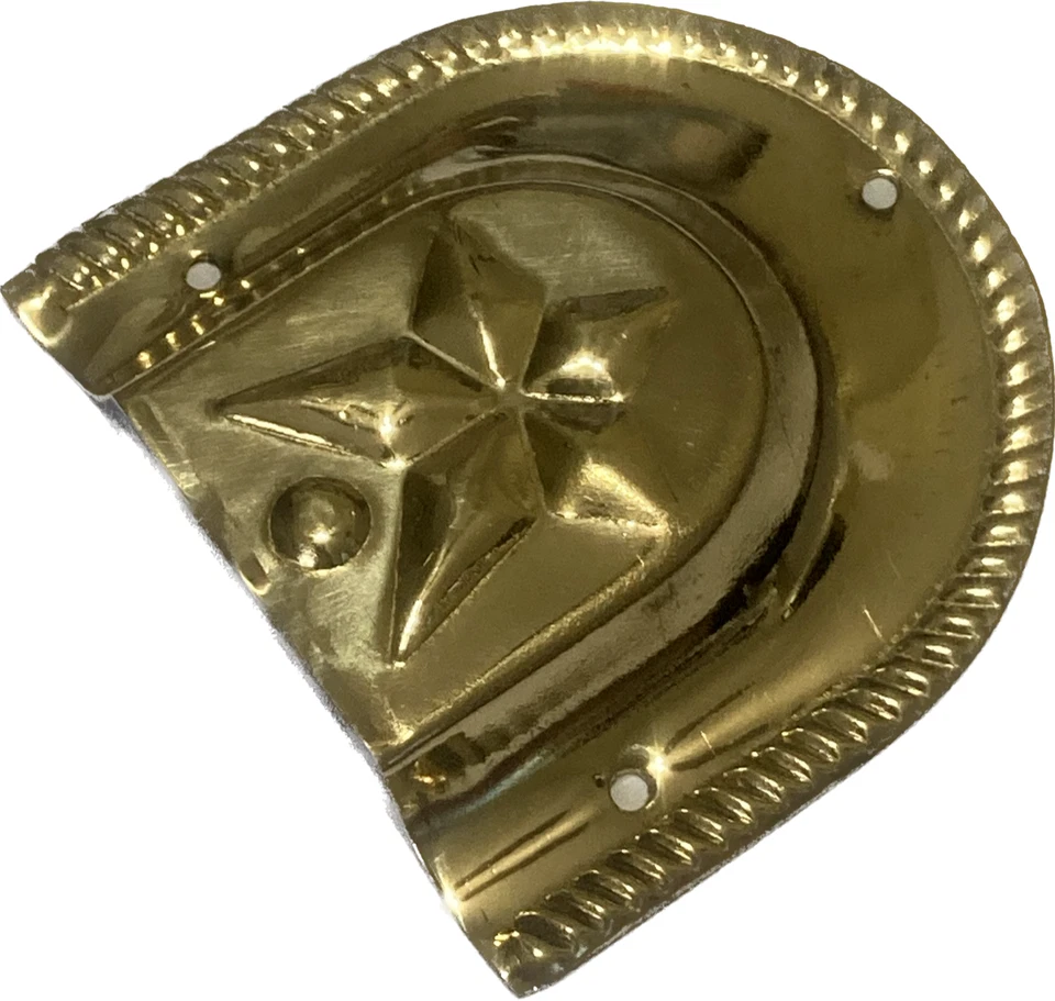 Trunk Handle Loop Star Design For Camel Back Steamer Solid Brass Pair - Image 3 of 4