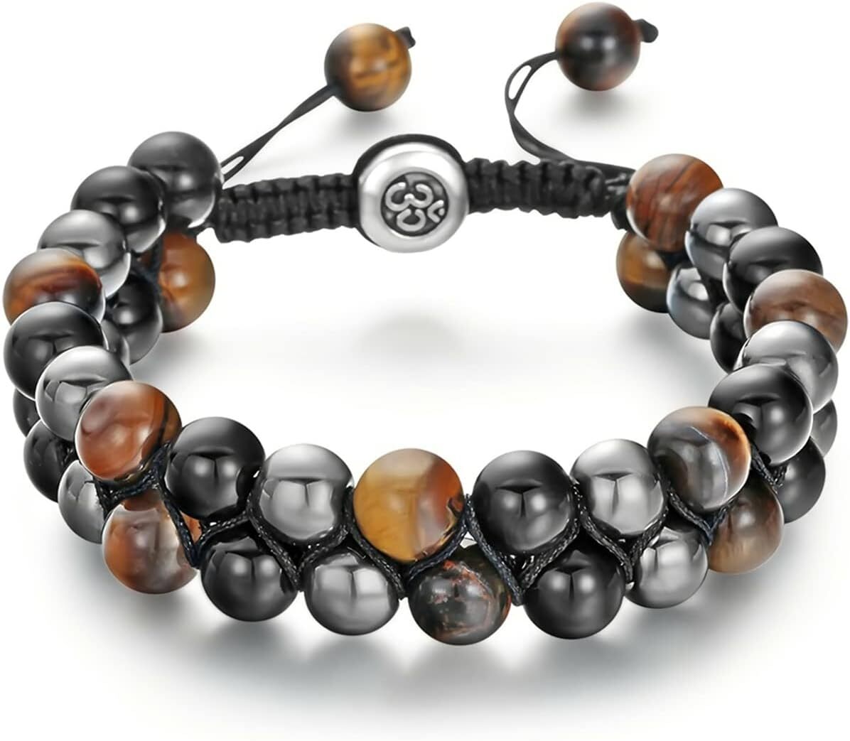 Triple Protection Bracelet Lava Rock Mens Stone Bead Bracelet -Adjustable Tiger