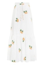 Zimmermann Riders Frill Hem Skirt | Pineapple Embroided, Belt, High Waist, Linen