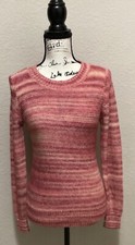 Loft Outlet Pink  White Knit Pullover Sweater Size XS