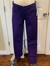 7 For All Mankind Purple "The Skinny, Shimmering Denim" Jeans, Size 28