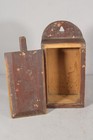 THE BEST 17TH C AMERICAN PILGRIM HANGING SLIDE LID CANDLE BOX ORIGINAL RED PAINT — photo 7