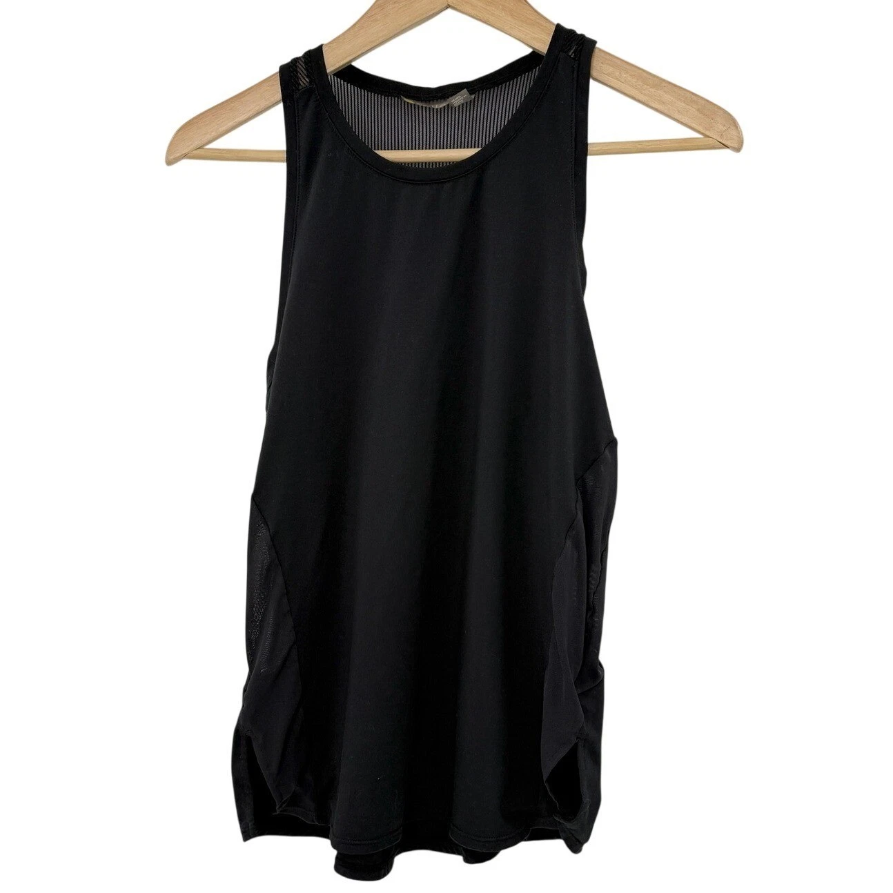 Zella Womens Black Mesh Back Activewear Tank Top Size S High Neck Racerback