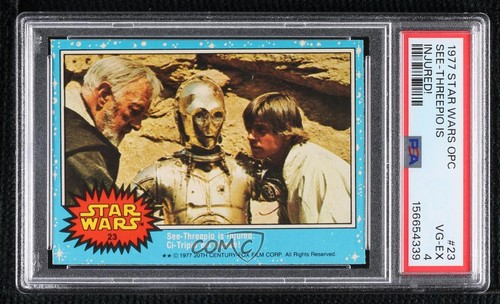 1977 OPC Star Wars #23 See-Threepio is injured! — PSA 4