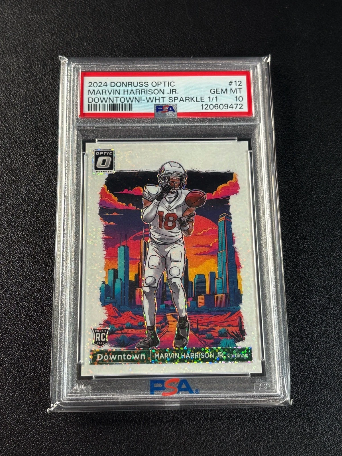 Marvin Harrison Jr. Panini Donruss Optic Downtown! #12 White Sparkle 1/1