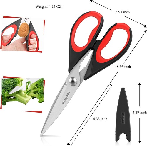 iBayam Kitchen Scissors All Purpose Heavy Duty, Kitchen Utensils Set, Stainless - Picture 3 of 8