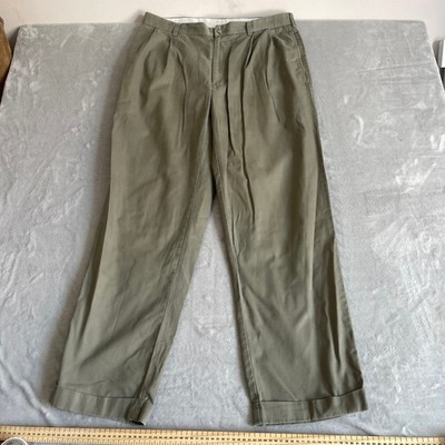 Polo Ralph Lauren Trousers Men's W34 L31 Green Hammond Pleated Cuffed Chinos