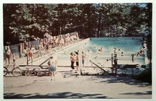Vintage Photochrome Postcard Swimming Pool Central Oak Heights West Milton