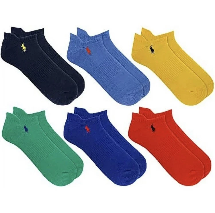 Polo Ralph Lauren Mens 6 Pack Low Cut Socks Large Multicolor