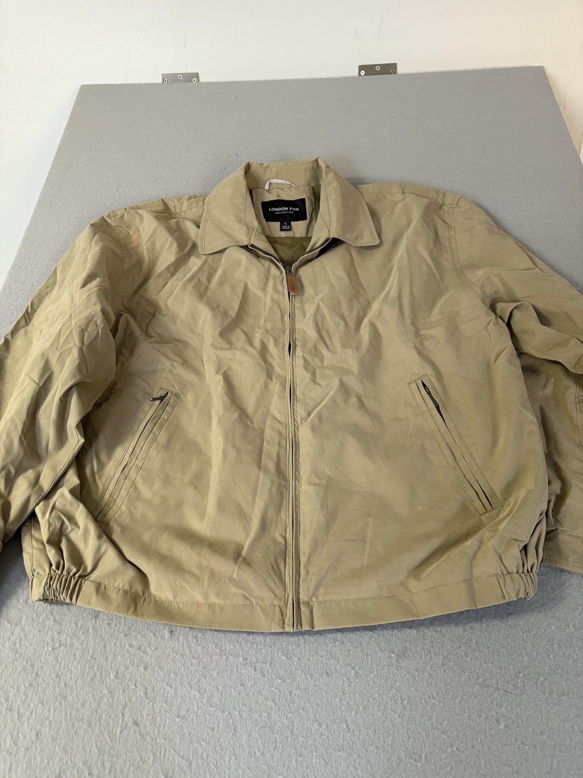 London Fog Jacket Mens Large Camel Harrington Bomber Mesh Lined Zip Pockets