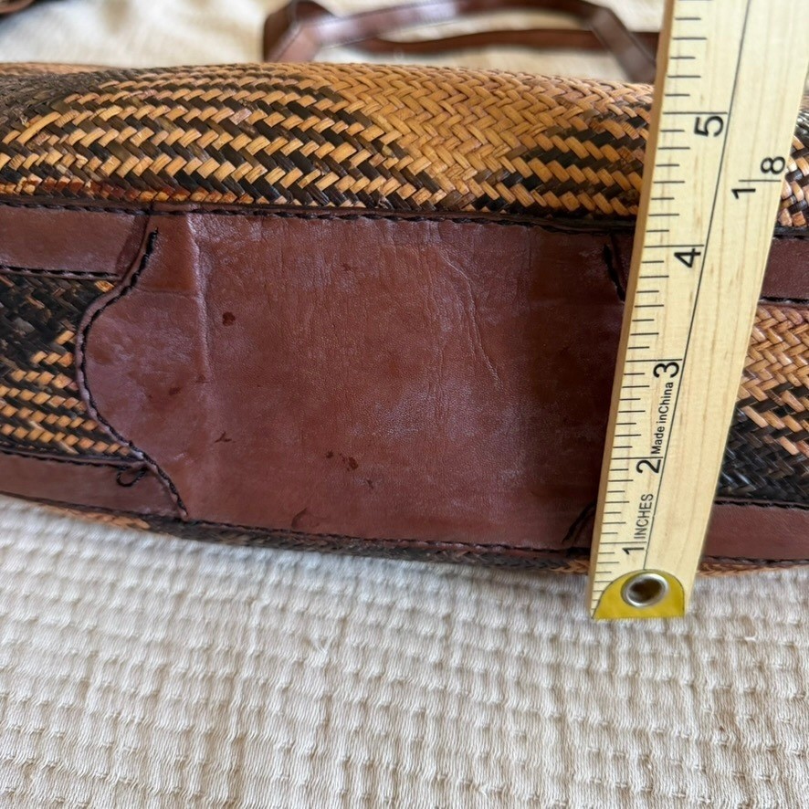 Bali Hand Woven Leather Shoulder Bag Womens Medium Brown Diamond Boho Purse image 5
