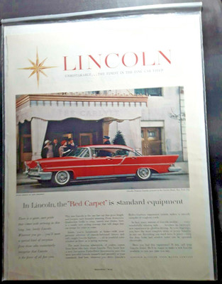Original 1957 Lincoln Premiere Magazine Ad The Red Carpet is Standard Equipment