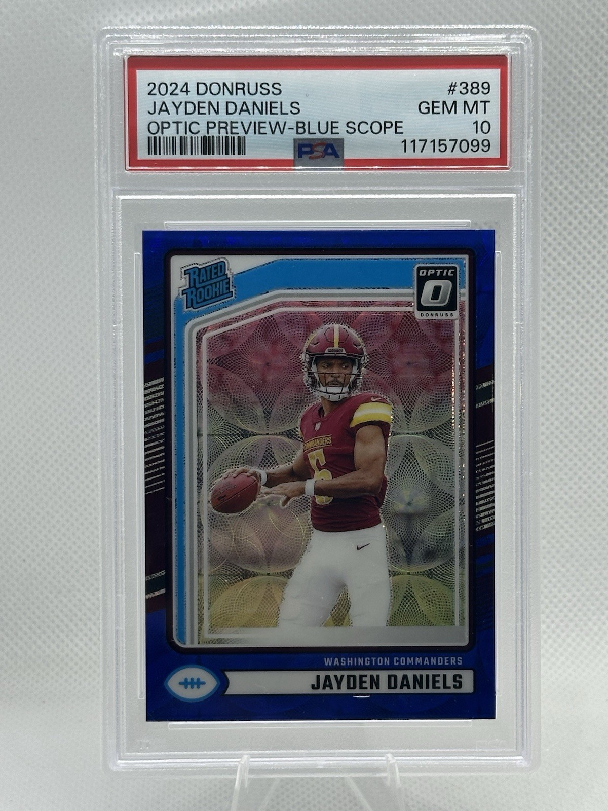 2024 Donruss Jayden Daniels Optic Preview Blue Scope PSA 10