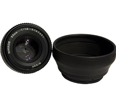 Nikon Nikkor 50mm f/1.8 AI-S Pancake .6m Export MF Lens F Mount Hood 52mm