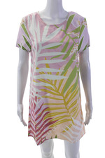 Mink Pink Womens Short Sleeve Leaf Printed Shirt Dress Multicolored Size Small
