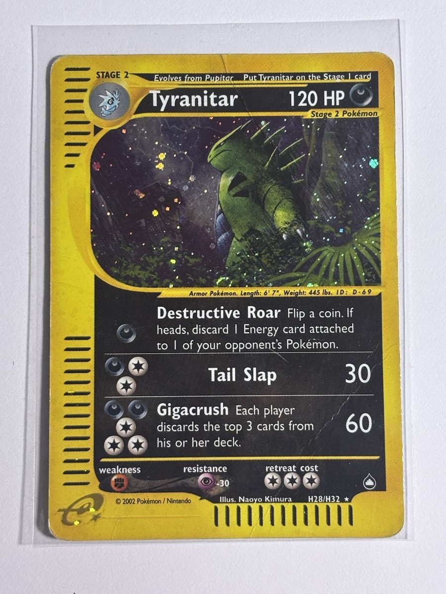 Pokémon Tyranitar Aquapolis Holo Rare H28/H32 120 HP Card 2002