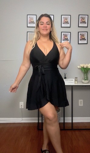 Costume da bagno donna sexy NERO pezzo unico costume da bagno con volant taglie forti - Foto 1 di 9