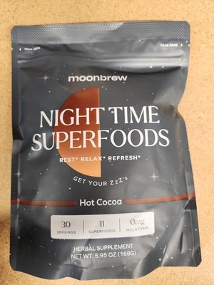 MoonBrew Nighttime Magnesium Hot Cocoa, Natural Sleep Aid Drink Mix   5.95 oz