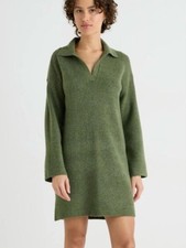 Abercrombie & Fitch Olive Green Sweater Dress Womens Large Tall Collared Knit