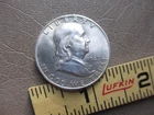Vintage 1949 D Benjamin Ben Franklin Half Dollar - Silver - AU - US Coin