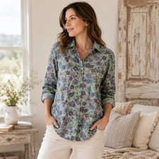 Vintage 80's LL Bean Button Down Shirt Womens 6 Floral Long Sleeve Made in USA