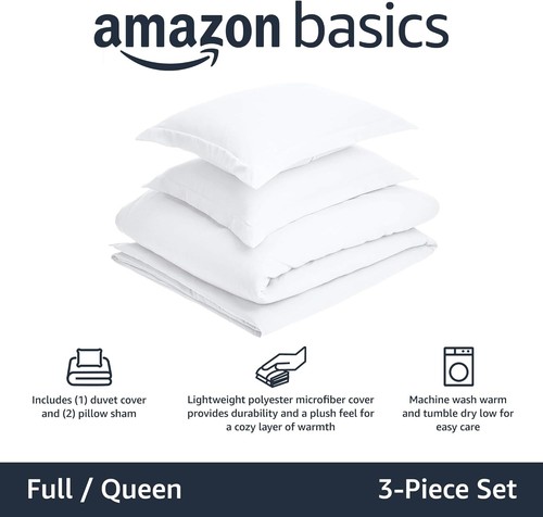 Lightweight Microfiber 3 Piece Duvet Cover Set With Zipper Closure - Picture 2 of 6