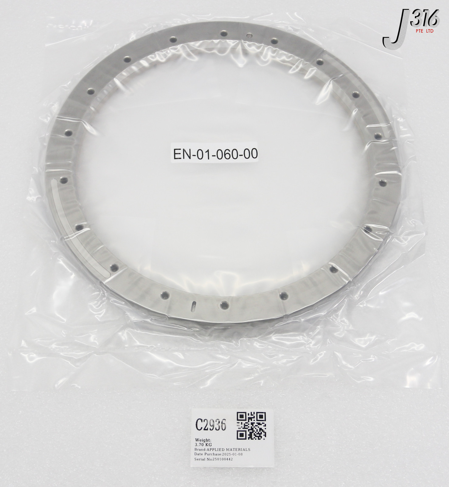 C2936 APPLIED MATERIALS RETAINING RING GROOVED FLANGED PEEK AEP