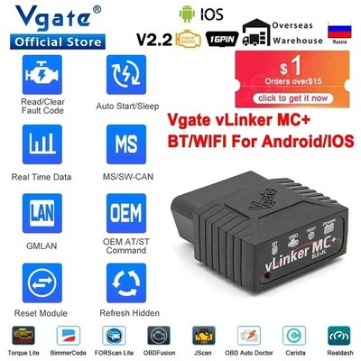 Vgate VLinker MC + ELM327 V2.2 BT3.0 OBD2 Scanner Für BimmerCode Für Für T