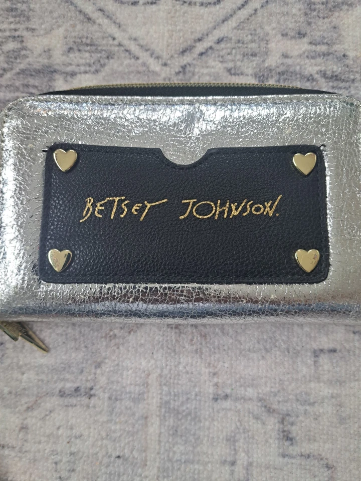 Betsy Johnson Small Wallet/Wristlet. Black, Silver, Gold. NWT - Image 3 of 4