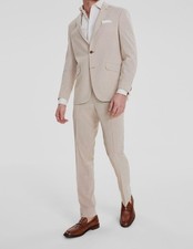 Kenneth Cole Reaction Men's Beige Slim Mini-Houndstooth 2-PC Suit Size 40L 33W